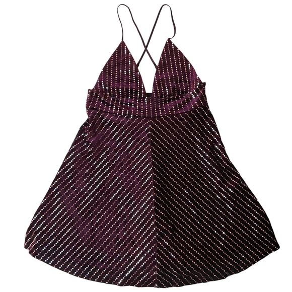 FOREVER 21 Women Party Dress size M Deep Cut Sleeveless Above Knee Sequin Purple - Picture 1 of 7